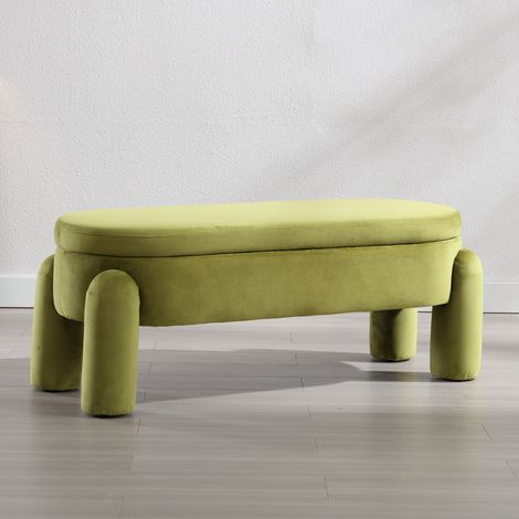 Wahson Moderner Sitzbank mit Stauraum aus Bequemer Samtbezug, mit großzugigem Stauraum als Sitztruhe für Flur Schlafzimmer Eingang Wohnzimmer, Grün (1/5)