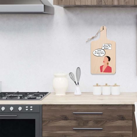 Lupia - Tagliere Decorativo con Manico, Frasi e disegni a Tema, colorato, Souvenir Artigianale, Appendibile in Cucina, Made in Italy, Legno multistrato 15x29 cm - LA FORZA DELLE DONNE (1/4)