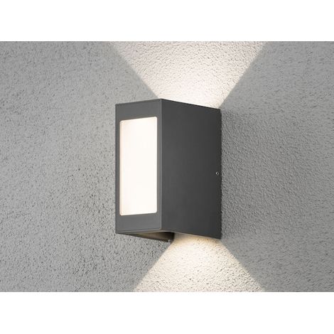 LED Außenwandleuchte CREMONA Up and Down Höhe 17cm, Opalglas Anthrazit