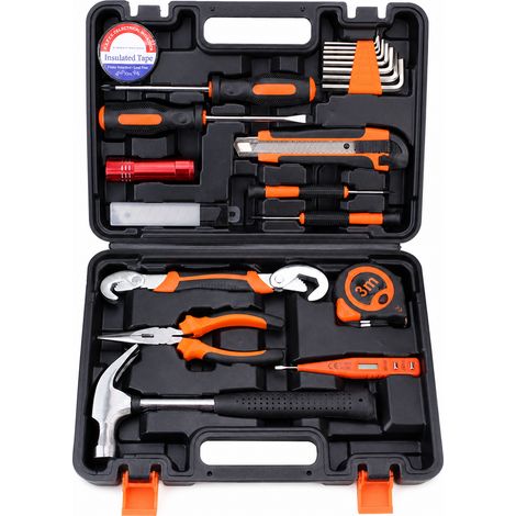 1 Pcs Coffret Outils 22 Pièces Acier Carbone Maison Bricolage Réparation Boîte 31,2x22,5x7cm (1/5)
