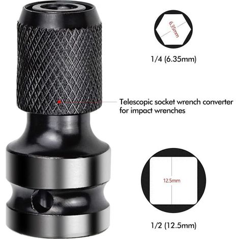 2 Pièces Adaptateurs de Douille 1/2" Carré à 1/4" Adaptateur Impact Cle a Choc Convertisseur de Libération Rapide pour Clé à Cliquet Impact et Porte-embout de Tournevis (1/3)