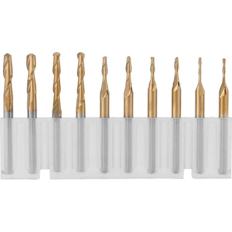 Fraise Bille Carbure Tungstène Revêtement Titane - Diamètre Tige 3,175 mm - Pour Fraisage PCB Plastique Cuivre Acier Inoxydable - 10 Pièces (1/5)