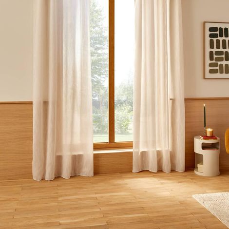 Rideau Voilage à Œillets "Teor" 140x240cm Beige Lin (1/5)