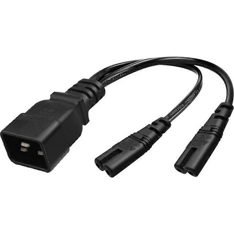 3-poliger Stecker IEC320-C20 auf IEC320-C7+C7 Konverter-Adapter-Netzkabel