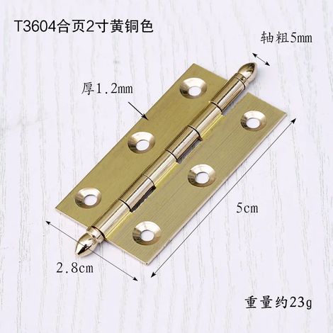 (T3604 Or 50 mm) 4 charnières de porte en laiton antique pour meubles, armoires, tiroirs, boîtes en bois, quincaillerie pour meubles (1/5)