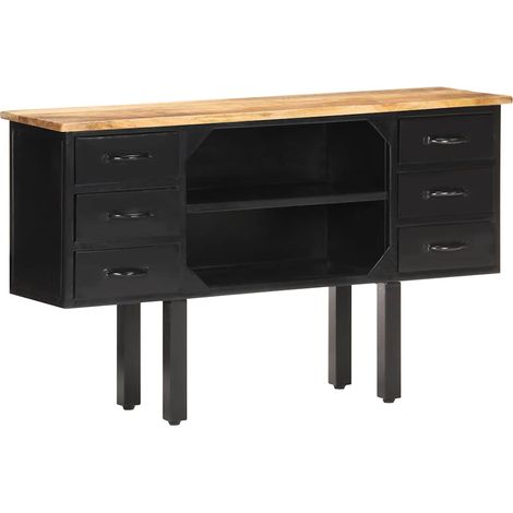 vidaXL Buffet 110x30x65 cm Bois de manguier massif brut et acier (1/5)