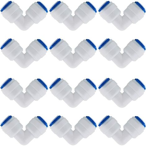 [NEVER USED] 12 Pcs RO Water Filter Accessories  1/4 Inch Nozzle Fitting  90 Degree Right Angle Fast Docking  for Connecting Water Pipe Fittings, Refrigerator Pipe (1/4)