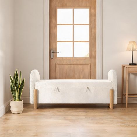 Coffre banquette blanc 186 cm avec vérins hydrauliques (1/5)