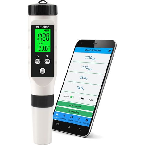 Wasserqualitätstester, ABS H2 Meter Wasserstofftester ± 0,5 ℃ Genauigkeit Hochempfindliche Sonde LCD-Hintergrundbeleuchtung mit ATC für Aquarien