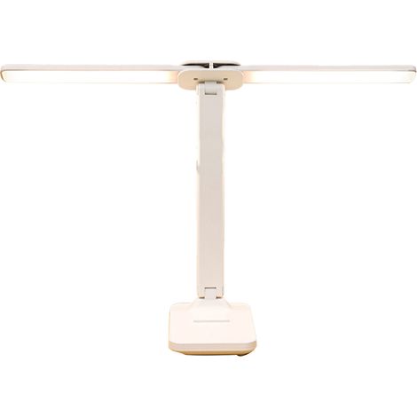 Lampe de bureau à 2 têtes, 3 couleurs, luminosité réglable en continu, flexible, pour chambre à coucher, chambre d'étudiant, version à brancher. (1/5)