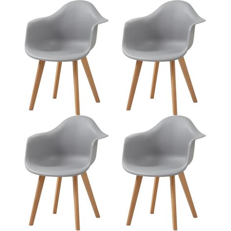 Esszimmerstühle 4er-Set mit Armlehnen, skandinavisch, grau, Buchenholzbeine (1/5)