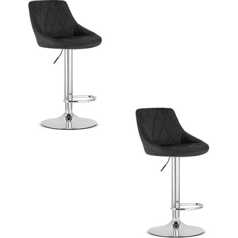 Sgabello KAST - velluto nero / base cromata x 2 (1/5)