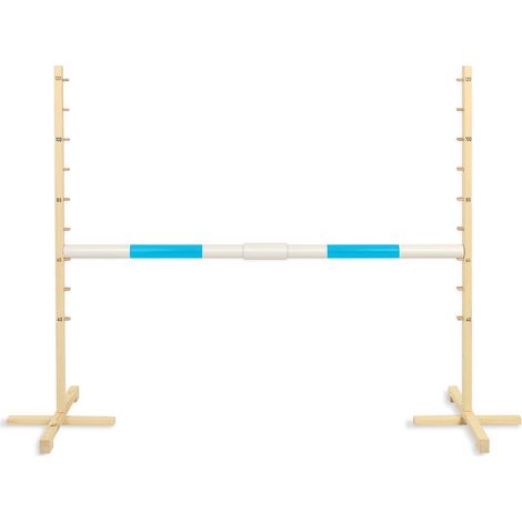 Obstacle de saut pour cheval de bois 160 cm, hauteur 120 cm, poutre bleu clair (1/5)