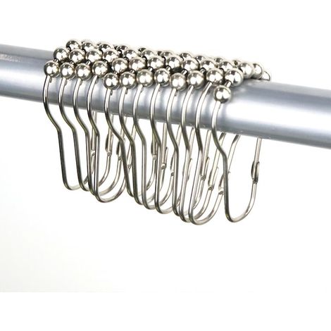 Lot de 12 crochets de rideau de douche, alliage, argent (1/5)