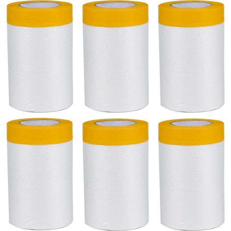 BRAVIX 6 Rouleaux Papier de Masquage Peinture, Film de Masquage avec Ruban Adhésif 55cm20m Masker Ruban de Masquage en PE Film de Masquage Peinture Voiture pour Meuble de Protection (1/5)