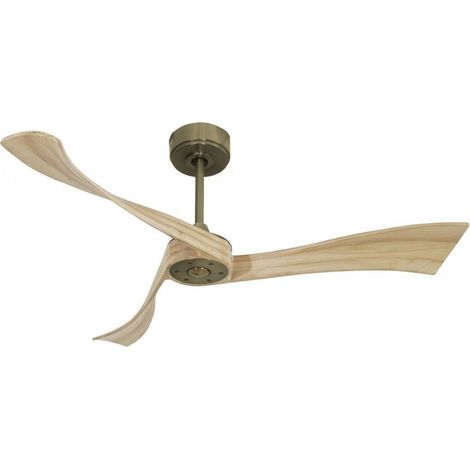Twist , Ventilateur déstratificateur d'air, pales bois laquées clair 132 Cm, moteur laiton sans lumière