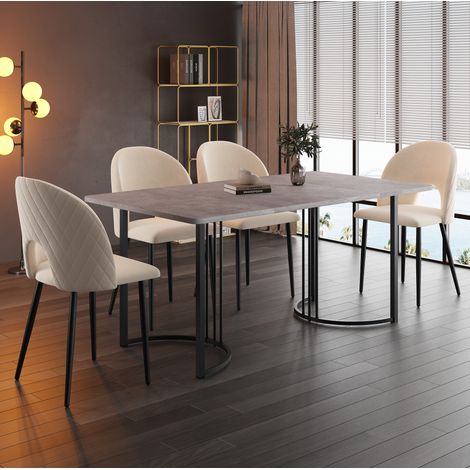Mesa comedor rectangular 140x80 MDF y metal OKMYHOME (1/5)