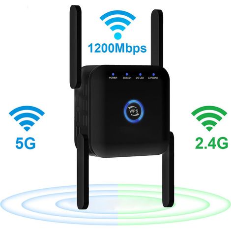 AC24 Dual Band Wifi Signal Verstärker Repeater 1200M Wireless Durch Wand Wifi Repeater Router (Schwarz)