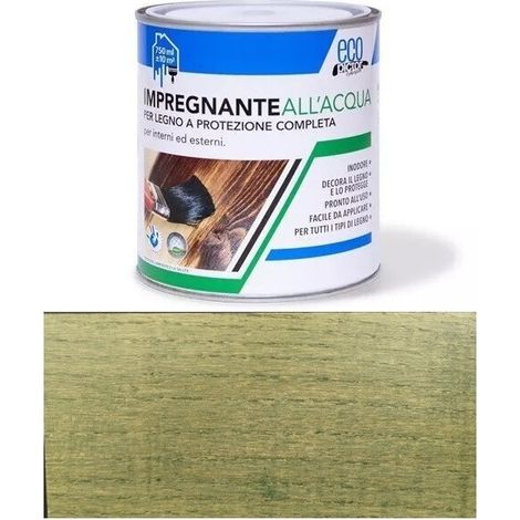 Vernice impregnante ad acqua verde chiaro da 0,750 lt ecopictor per legno
