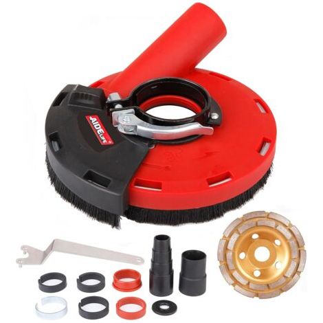 Capot de Protection Meuleuse Angulaire 115/125mm avec bague d'adaptation et connecteur d'aspirateur +Disque Diamant à Meuler Béton 125mm - 115 mm/125 mm for Concrete (1/5)