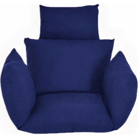 Coussin de rechange XXL pour fauteuil suspendu, assise et dossier, housse déhoussable et lavable, polyester, coloris bleu marine, version imperméable