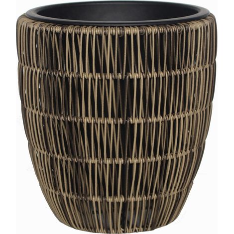 TrendLine Polyrattan Pflanztopf Ø28x30cm mit Einsatz Körbe, Blumentöpfe, -kästen & Untersetzer