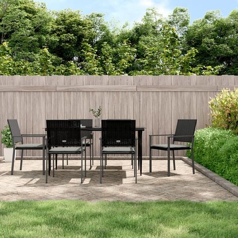 Ensemble Table et Chaise de Jardin Contemporain Ensemble à manger de jardin 7 pcs coussins résine tressée acier 55611 (1/5)