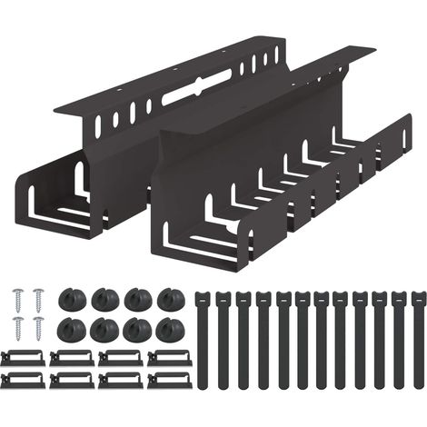 Under Desk Cable Management Tray 2 pcs Black 43 x 9 x 11.5 cm vidaXL (1/5)