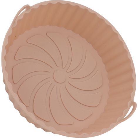 Runde Silikon-Frittierkörbe, ölbeständig, antihaftbeschichtet, wiederverwendbar, mit Griff, glatte Oberfläche, rosa (1/5)