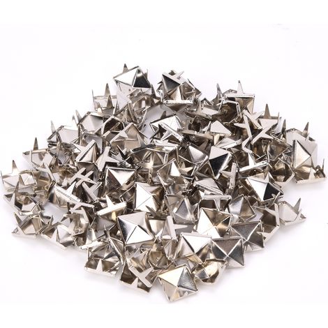 100 Pièces de Rivets Carrés en Cuivre Laiton 9MM pour Accessoires de Mode, Chaussures, Sacs et Décoration en Cuir - Argenté (1/5)