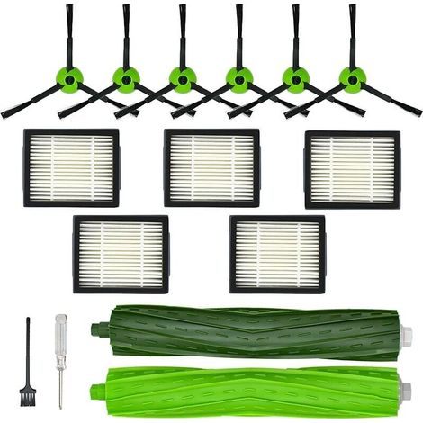 Pièces de rechange pour iRobot Roomba J5 J5+ J6 J6+ J7 J7+ J8 J8+ J9 J9+ Série J J Plus Aspirateur Robot, 1 Brosse en caoutchouc, 5 Filtres HEPA, 6 Brosse latérale (1/5)