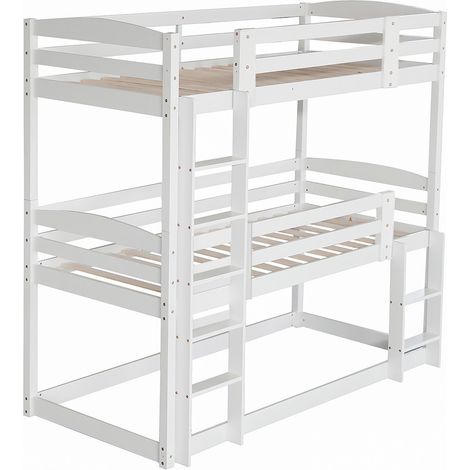 Litera triple infantil de pino y MDF 90 x 200 cm blanco (1/5)