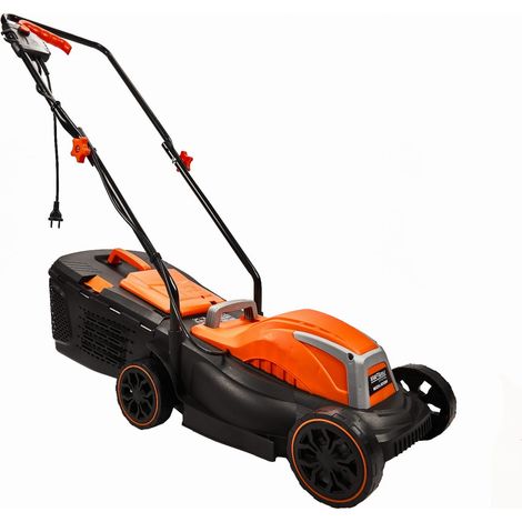 Jardibricodeco – Tondeuse électrique filaire 2400 W – Bac de ramassage 25 L – Réglage de coupe 3 niveaux – Conception légère et maniable