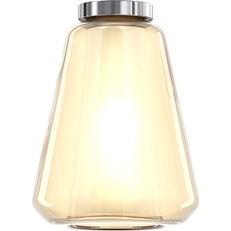 Plafoniera Contemporanea Double Skin Gamma Metallo Cromo Vetro Ambra 1 Luce E27