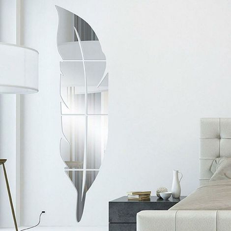 Wall Decor Wall Sticker Wall Mirror Wall Stickers Wall Decal Decoration Bathroom Bedroom Living Room Decorative Wall Stickers Wallpapers Feather Acrylic Mirror Wall Sticker (1/4)