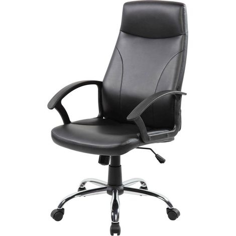 Dmora - Silla de oficina Dgliozz, Silla ejecutiva con reposabrazos, Silla de oficina ergonómica, Negro, 64x61h110/120 cm (1/4)