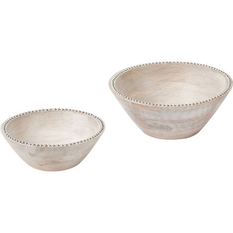 Set of 2 Bowls LUXOR Mango Wood Light Brown (1/5)