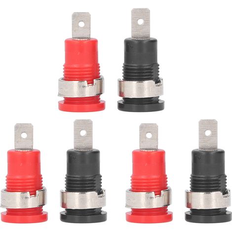 Lot de 10 Prises Banane 4mm Rouge Noir Nickelée, Douille de Sécurité à Ressort pour Équipements Électroniques et Industriels (1/5)