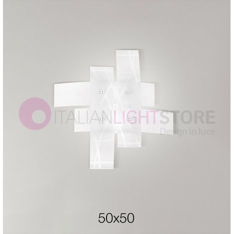 Frida - Applique da parete 2 luci E27 in vetro bianco satinato - Montatura cromo, IP20, max 2x52W, lampadine escluse, larghezza 50cm (1/4)
