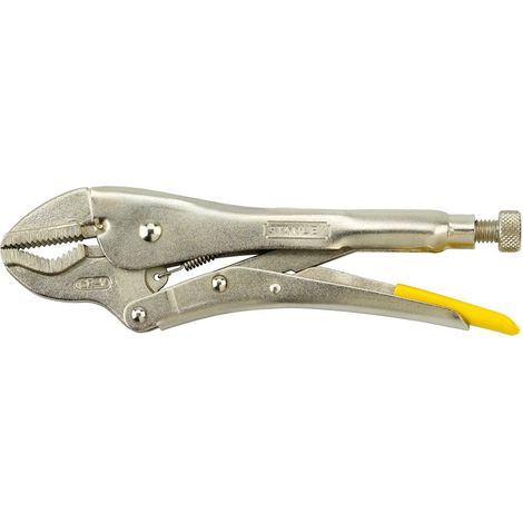 Stanley V-Jaw Locking Pliers 225 mm (9 in), Forged Chrome-Plated Jaws with Wire Cutter