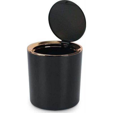 Poubelle de Table avec Couvercle,Mini Poubelle Plastique,Petite Poubelle pour Cuisine, Chambre, Salle de Bain, Bureau,14.3 15cm (Noir) Noir (1/4)
