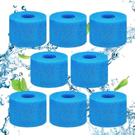 Lot de 8 Filtre Spa S1, Mousse Réutilisable, Dimensions 10,8x7,3cm, Pour Piscine Et Jacuzzi