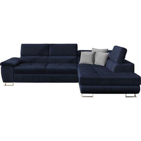 Sofá rinconero Comfivo Ruta II, Magic Velvet 2216 + Magic Velvet 2240, Función de descanso, Almacenaje, 270x202x71cm, 0