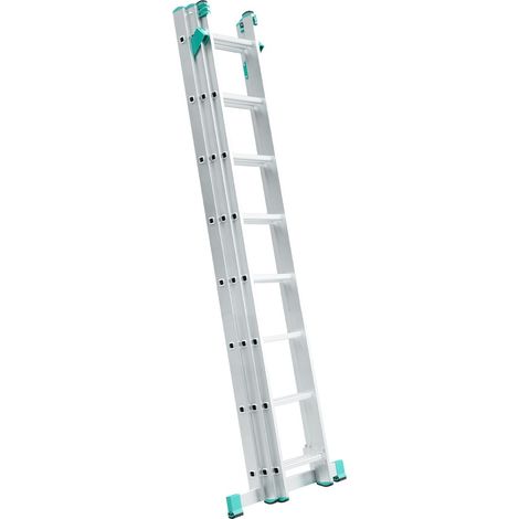 Alve – Échelle transformable 3 plans 3x8 barreaux – Longueur max. 5.13m – Charge maximale 150kg – Pour chantiers humides et espaces confinés