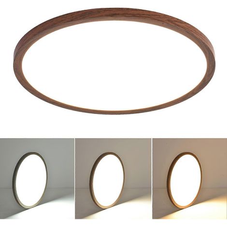 Plafonnier LED rond encastré 24 W avec température de couleur réglable pour chambre, cuisine ou bureau, 27 cm (10,6 pouces), marron (1/5)