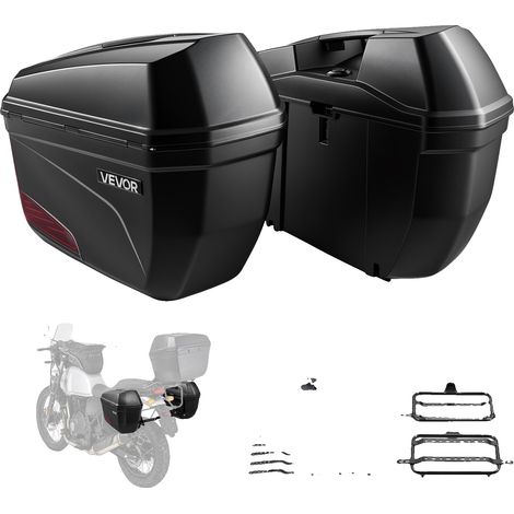 vevor moto valise latérale 46l (23l2) valise universelle en abs pour moto, étanche, détachable, boîtes latérales de moto droite & gauche avec serrure (1/2)