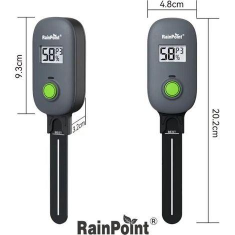 RAINPOINT Humidimètre numérique pour sol Capteur de sol pour plantes Humidité du sol Température (1/4)