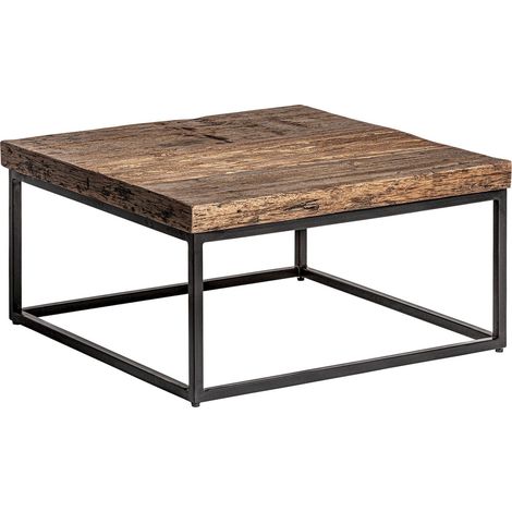 Table basse industrielle en bois de mango - Ton naturel bois de mango vieilli (1/5)