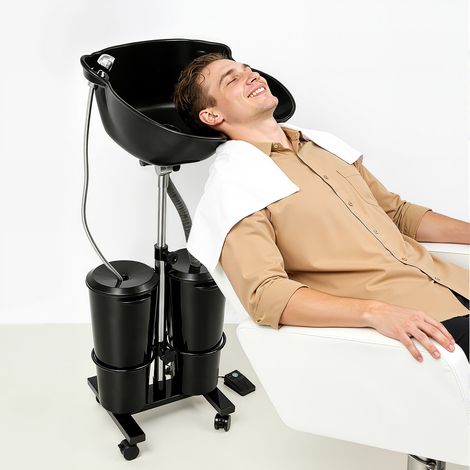 Lavabo mobile, réglable en hauteur, avec pompe électrique, 2 seaux et tuyaux de vidange, portable, pour salon de coiffure, shampooing profond pour la maison, le salon de coiffure (1/5)