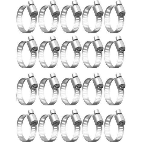 Colliers de serrage tuyau  Fixation tuyau  20pcs inoxydable 304, 32-50mm  Plombiers, ménages (gaz/eau/câbles)